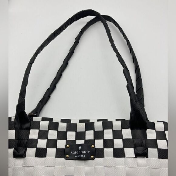 Kate Spade Large Black/White Woven Tote Bag - Picture 4 of 8